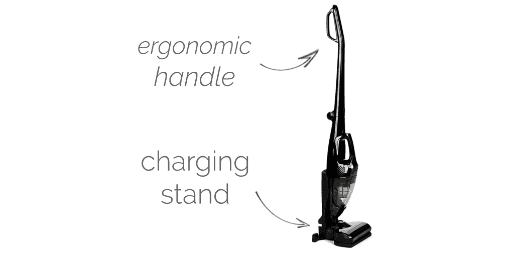 cordless vacuum cleaner, charging stand, ergonomic handle