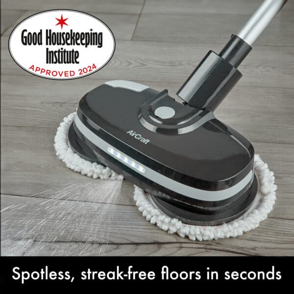 AirCraft PowerGlide Dark Grey - spraying on wooden floor - Good Housekeeping Approved