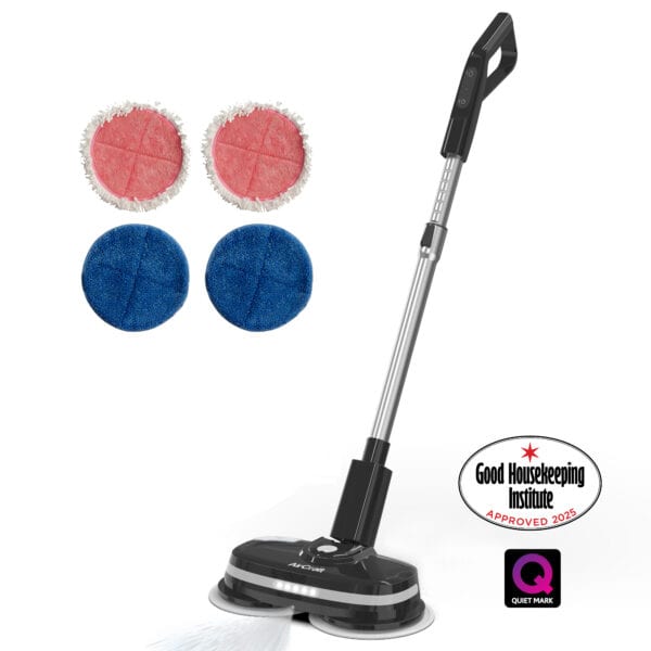 AIrCraft Dark Grey PowerGlide hard floor cleaner & polisher | Quiet Mark awarded | Good Housekeeping Institute Approved 2025