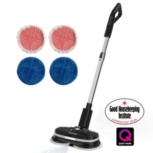 Efficient cordless hard floor cleaner with replaceable pads for home cleaning and polishing
